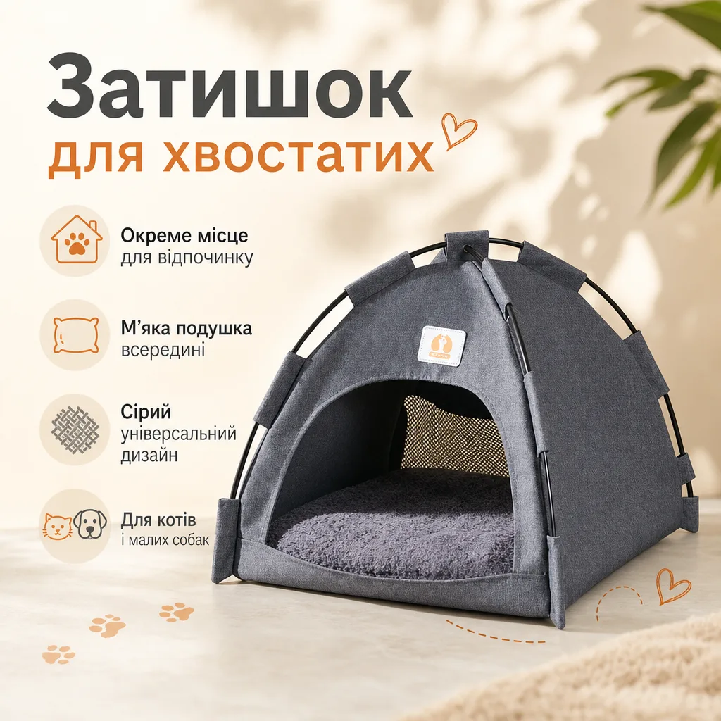 Намет-лежанка для котів і маленьких собак