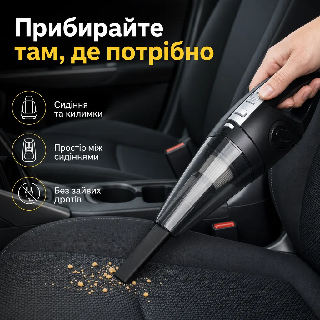 Бездротовий автопилосос для чистого салону — зображення 2