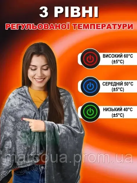 Електричний плед-пончо з USB-підігрівом — зображення 10