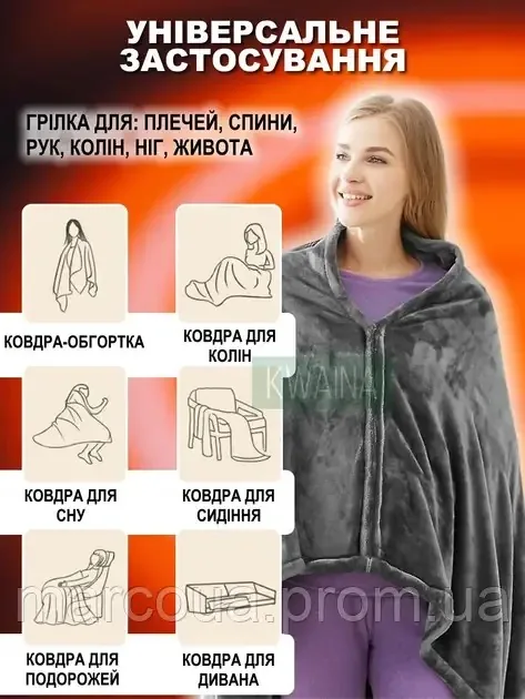 Електричний плед-пончо з USB-підігрівом — зображення 8
