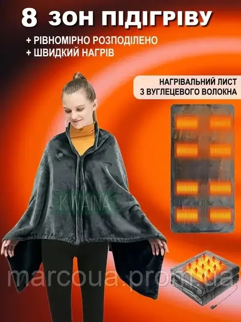 Електричний плед-пончо з USB-підігрівом — зображення 9